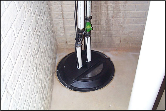 Image of a sump pump installation